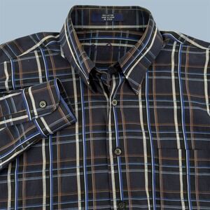 Alan Flusser Mens Long Sleeve Plaid Button Down Shirt Size L